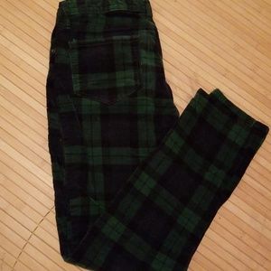 Corduroy plaid skinny jeans